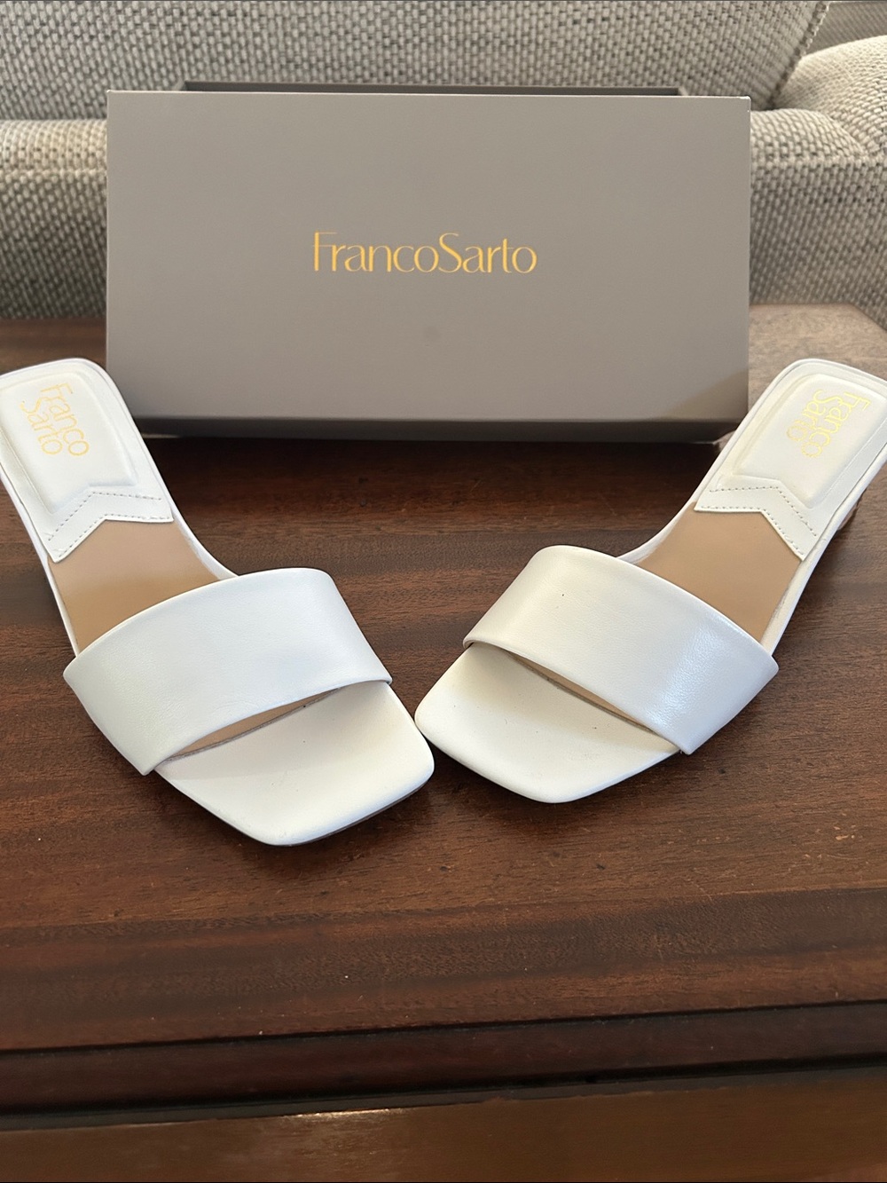 Franco Sarto White Wide-Band Slide Mules